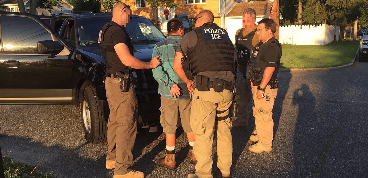 U.S. Immigration and Customs Enforcement (ICE) and Removal Operations (ERO) agents arrest an illegal alien sex offender in Long Island, New York as part of Operation SOAR. (Photo: Courtesy of ICE)