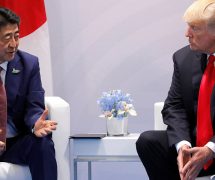 Japanese Prime Minister Shinzo Abe shakes hands with U.S. President Donald Trump during the bilateral meeting at the G20 leaders summit in Hamburg, Germany July 8, 2017. (Photo: Reuters)