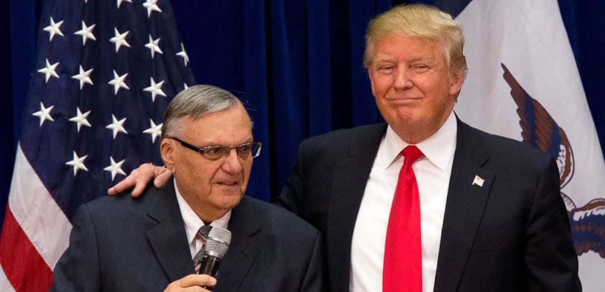 Then Republican presidential candidate Donald Trump, left, is joined by Sheriff Joe Arpaio in Maricopa County, Arizona. (Photo: AP)