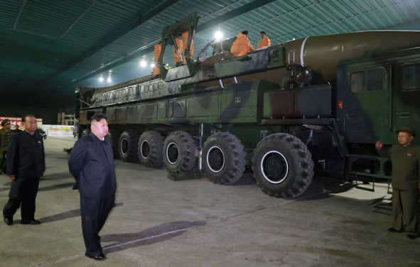 North Korean leader Kim Jong Un inspects the intercontinental ballistic missile Hwasong-14 in this undated photo released by North Korea's Korean Central News Agency (KCNA) in Pyongyang July 5, 2017. (Photo: Reuters/KCNA)