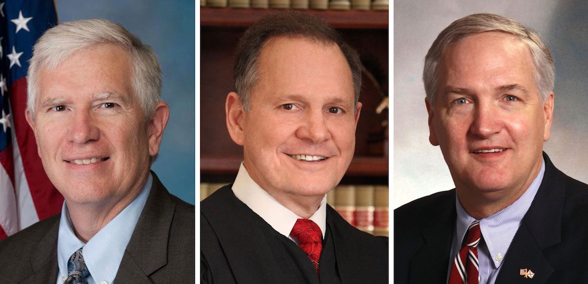 From left to Right. Rep. Mo Brooks, Judge Roy Moore and Sen. Luther Strange.