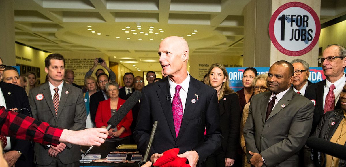 TALLAHASSEE, Fla. - Florida Gov. Rick Scott attends the "First for Jobs" rally with roughly 600 people on March 14, 2017. (Photo: Carolyn Allen)
