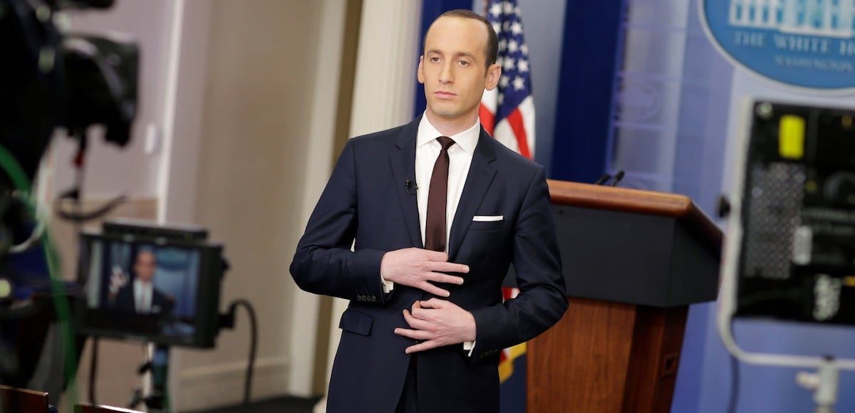 Senior White House Advisor Stephen Miller comes out to speak to reporters and conduct an interview in the White House briefing room. (Photo: Reuters)