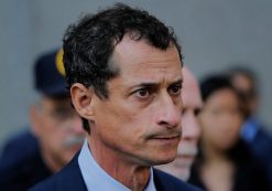 Former U.S. Congressman Anthony Weiner departs U.S. Federal Court, following his sentencing after pleading guilty to one count of sending obscene messages to a minor, ending an investigation into a 