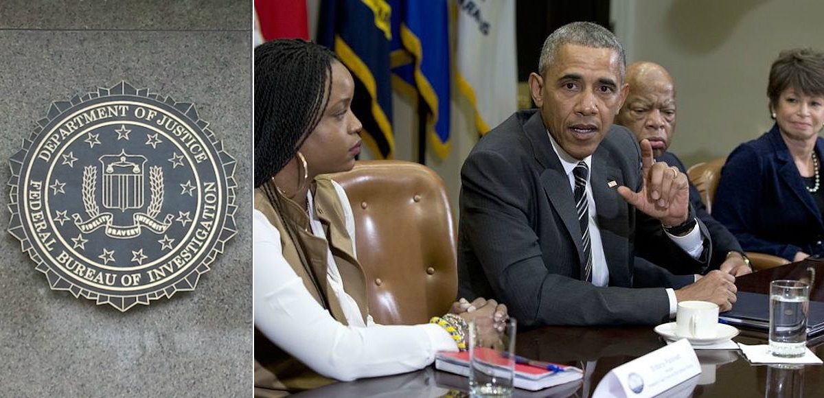 President Barack Obama speaks to the media at a meeting with activists in the Roosevelt Room of the White House in Washington, Thursday, Feb. 18, 2016. From left to right are, Brittany Packnett, co-founder of Campaign Zero and BLM-aligned activist, Mr. Obama, Rep, John Lewis, D-Ga., and Senior White House Adviser Valerie Jarrett. The meeting focused on criminal justice reform, and other law enforcement issues during his final year in office. (Photo: AP)