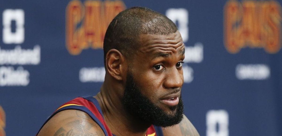 Cleveland Cavaliers’ LeBron James answers questions during the NBA basketball team media day, Monday, Sept. 25, 2017, in Independence, Ohio. (Photo: AP)