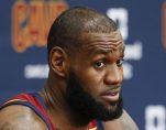 Cleveland Cavaliers’ LeBron James answers questions during the NBA basketball team media day, Monday, Sept. 25, 2017, in Independence, Ohio. (Photo: AP)