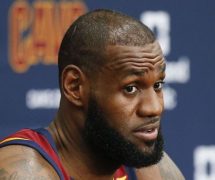 Cleveland Cavaliers’ LeBron James answers questions during the NBA basketball team media day, Monday, Sept. 25, 2017, in Independence, Ohio. (Photo: AP)