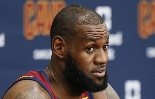 Cleveland Cavaliers’ LeBron James answers questions during the NBA basketball team media day, Monday, Sept. 25, 2017, in Independence, Ohio. (Photo: AP)