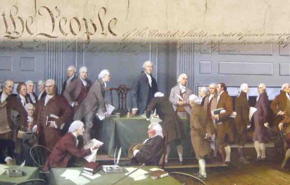 George Washington presides over the Constitutional Convention, which took place from May 25 to September 17, 1787, in Philadelphia, Pennsylvania.