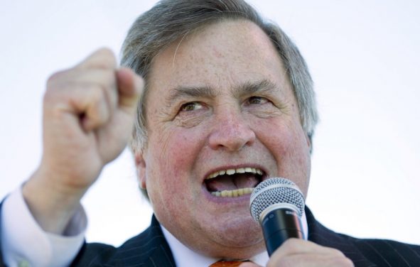 In this Sept. 12, 2010 file photo, political commentator Dick Morris speaks to the crowd during the 