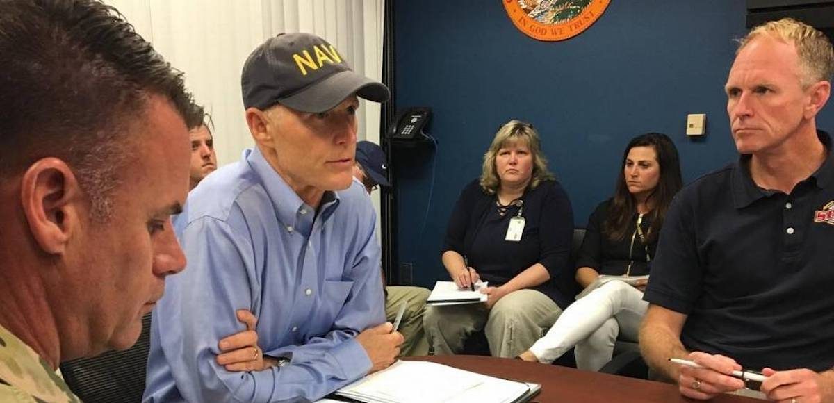 Florida Gov. Rick Scott on Wednesday September 6, 2017, holds his daily agenda in advance of Hurricane Irma.