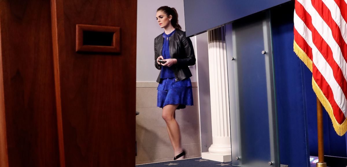 Hope Hicks, longtime adviser to President Donald Trump, walks to her seat before the start of the daily briefing in the Brady Press Briefing Room of the White House in Washington, Tuesday, Feb. 14, 2017. (Photo: AP)