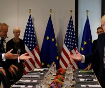 U.S. President Donald Trump, right, and the President of the European Council Donald Tusk meet in Brussels on May 25, 2017. (Photo: Reuters)
