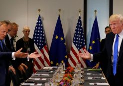 U.S. President Donald Trump, right, and the President of the European Council Donald Tusk meet in Brussels on May 25, 2017. (Photo: Reuters)
