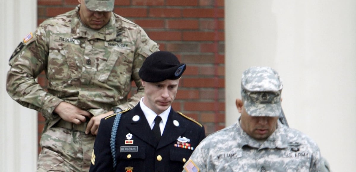 Army Sgt. Bowe Bergdahl, center, leaves the courthouse after an arraignment for his court-martial, in Fort Bragg, North Carolina, on December 22, 2015. (Photo: Reuters)