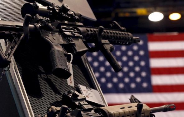 An exhibit booth for firearms manufacturer Smith & Wesson is seen on display at the International Association of Chiefs of Police conference in Chicago, Illinois, in this October 26, 2015 file photo. (Photo: Reuters)