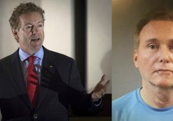 Sen. Rand Paul, R-Ky., left, speaks to supporters in Hebron, Kentucky on August 11, 2017. Rene Boucher, right, who was arrested and charged with assaulting and injuring U.S. Sen. Rand Paul, R-Kty. (Photos: AP/Warren County Regional Jail)