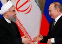 Russian President Vladimir Putin shakes hands with Iranian President Hassan Rouhani during a joint news conference following their meeting at the Kremlin in Moscow, Russia March 28, 2017. (Photo: Reuters)