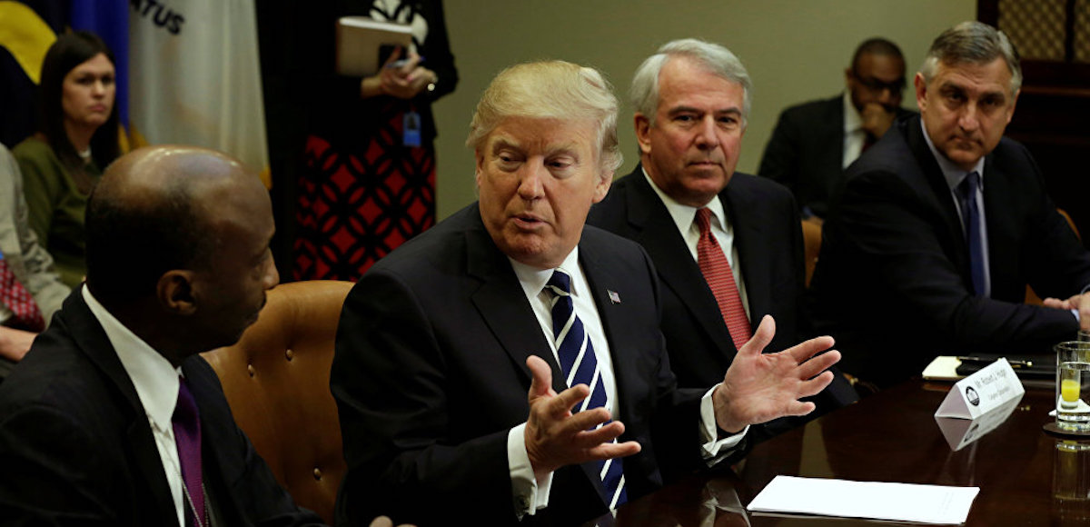 President Donald J. Trump meets with the National Association of Manufacturers at the White House on March 31, 2017. (Photo: Reuters)