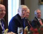 President Donald Trump speaks during a bicameral meeting with lawmakers working on the tax cuts in the Cabinet Meeting Room of the White House in Washington, Wednesday, Dec. 13, 2017. Attending the meeting are, from left, Rep. Kevin Brady, R-Texas; Trump; Sen. Orrin Hatch, R-Utah; Rep. John Shimkus, R-Ill., and Rep. Fred Upton, R-Mich. (AP Photo)