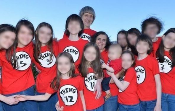 David and Louise Turpin are pictured with their 13 children in April 2016. (Photo: Facebook)