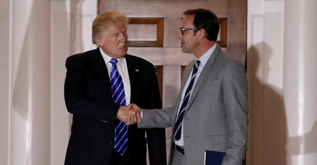FILE PHOTO: U.S. President-elect Donald Trump stands with Todd Ricketts, co-owner of the MLB baseball team the Chicago Cubs, following their meeting at the main clubhouse at Trump National Golf Club in Bedminster, New Jersey, U.S., November 19, 2016. (Photo: Reuters)