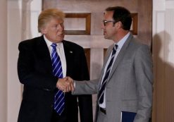 FILE PHOTO: U.S. President-elect Donald Trump stands with Todd Ricketts, co-owner of the MLB baseball team the Chicago Cubs, following their meeting at the main clubhouse at Trump National Golf Club in Bedminster, New Jersey, U.S., November 19, 2016. (Photo: Reuters)