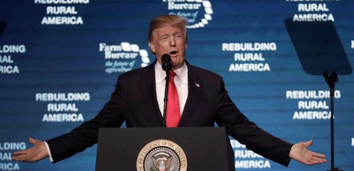 President Donald Trump speaks at the American Farm Bureau Federation annual convention Monday, January 8, 2018, in Nashville, Tennessee. (Photo: AP)