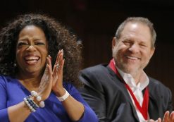 Oprah Winfrey, left, receives the W.E.B. Du Bois Medal at Harvard University's Sanders Theatre on Tuesday., along with producer Harvey Weinstein, right. (Photo: AP)