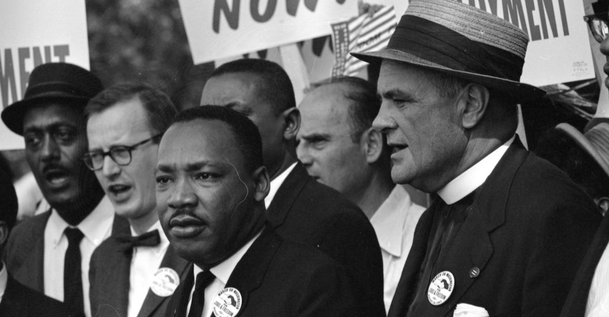 Rev. Martin Luther King Jr. (C) leads other civil rights leaders and marchers during the March on Washington for Jobs and Freedom in this August 28, 1963 file photo shot by U.S. Information Agency photographer Rowland Scherman and provided to Reuters by the U.S. National Archives in Washington on August 21, 2013. (Photo: Reuters)