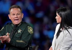 Broward Sheriff Scott Israel, left, shouts at National Rifle Association (NRA) Spokesperson Dana Loesch during a CNN town hall meeting, at the BB&T Center, in Sunrise, Florida, U.S. February 21, 2018. (Photo: Reuters)