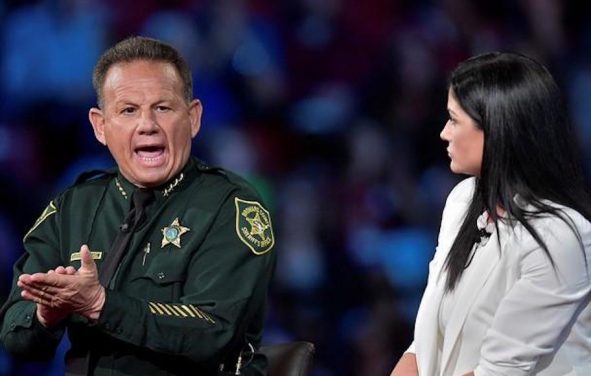 Broward Sheriff Scott Israel, left, shouts at National Rifle Association (NRA) Spokesperson Dana Loesch during a CNN town hall meeting, at the BB&T Center, in Sunrise, Florida, U.S. February 21, 2018. (Photo: Reuters)