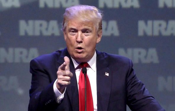 President Donald Trump addresses supporters of gun rights at the National Rifle Association (NRA) Annual Convention in Atlanta, Georgia. (Photo: AP)