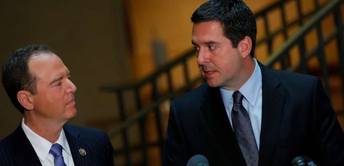 House Permanent Select Committee on Intelligence (HPSCI) Chairman Devin Nunes, R-Calif., and Ranking Member Rep. Adam Schiff, D-Calif., speak with the media about the ongoing investigation on Capitol Hill in Washington, D.C., March 15, 2017. (Photo: Reuters)