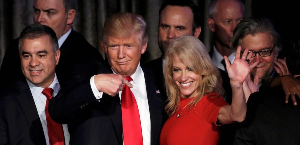 Donald J. Trump, left, with campaign manager Kellyanne Conway, right. (Photo: Reuters)