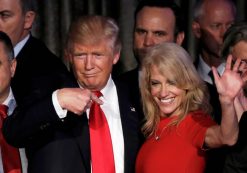 Donald J. Trump, left, with campaign manager Kellyanne Conway, right. (Photo: Reuters)