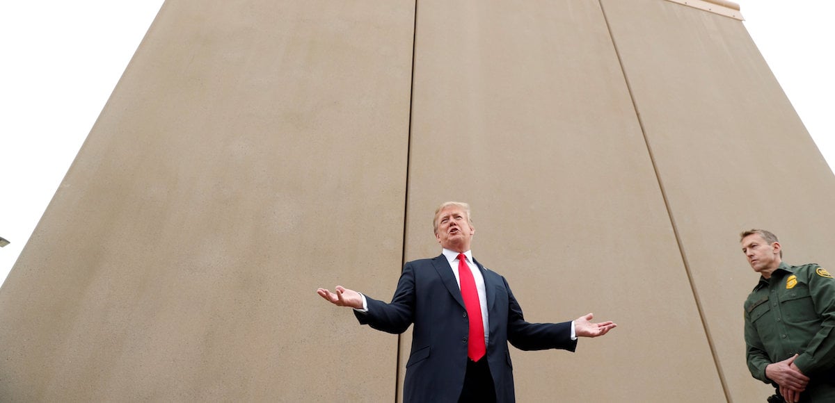 U.S. President Donald Trump speaks while participating in a tour of U.S.-Mexico border wall prototypes near the Otay Mesa Port of Entry in San Diego, California. U.S., March 13, 2018. (Photo: Reuters)