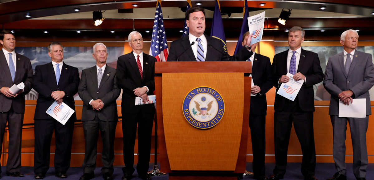 Rep. Todd Rokita, R-Ind., announces the 2018 budget blueprint during a press conference on Capitol Hill in Washington, U.S., July 18, 2017. (Photo: Reuters)