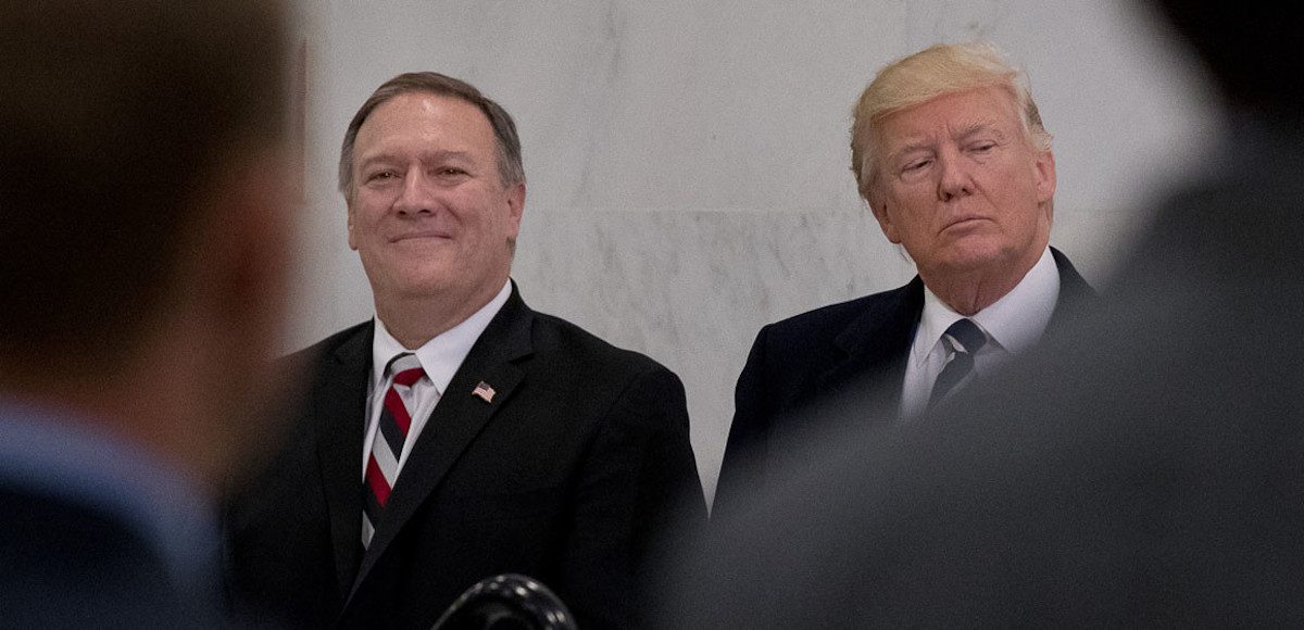 Mike Pompeo, first the Director of the Central Intelligence Agency (CIA) before State Department nominee, left, with President Donald J. Trump, right. (Photo: AP)