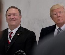 Mike Pompeo, first the Director of the Central Intelligence Agency (CIA) before State Department nominee, left, with President Donald J. Trump, right. (Photo: AP)
