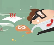 Cartoon businessman running away to avoid paying taxes. (Photo: AdobeStock/PPD/Adiano)