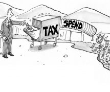 Political cartoon depicting wasteful government spending of taxpayer money. (Photo: AdobeStock/CartoonResources)