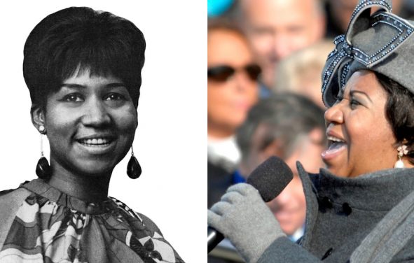 Left: Trade ad for Aretha Franklin's single 