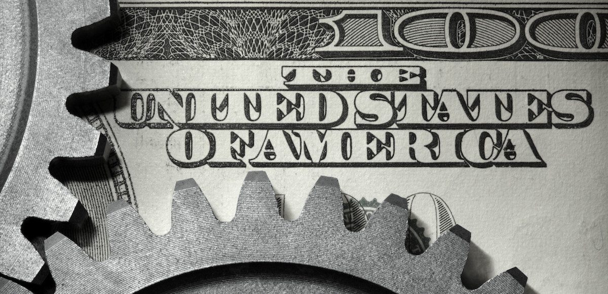 American industry and economy imposed on a U.S. dollar.