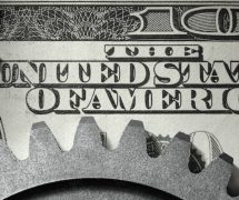 American industry and economy imposed on a U.S. dollar.