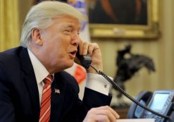 President Donald J. Trump speaks on the phone with Mexican President Enrique Peña Nieto on Jan. 27, 2017.