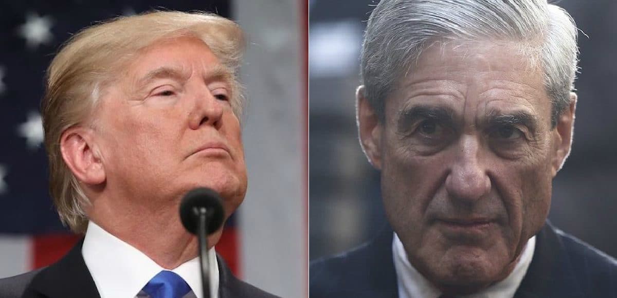 President Donald Trump, left, delivers his first State of the Union address, right, former FBI director Robert Mueller.