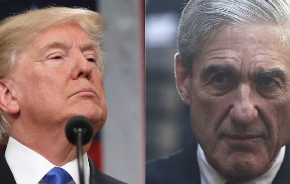President Donald Trump, left, delivers his first State of the Union address, right, former FBI director Robert Mueller.