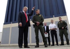 President Donald Trump talks with U.S. Customs and Border Protection (CBP) Border Patrol Agents, including Carla Provost, near the Otay Mesa Port of Entry in San Diego, California. U.S., March 13, 2018. (Photo: Reuters)